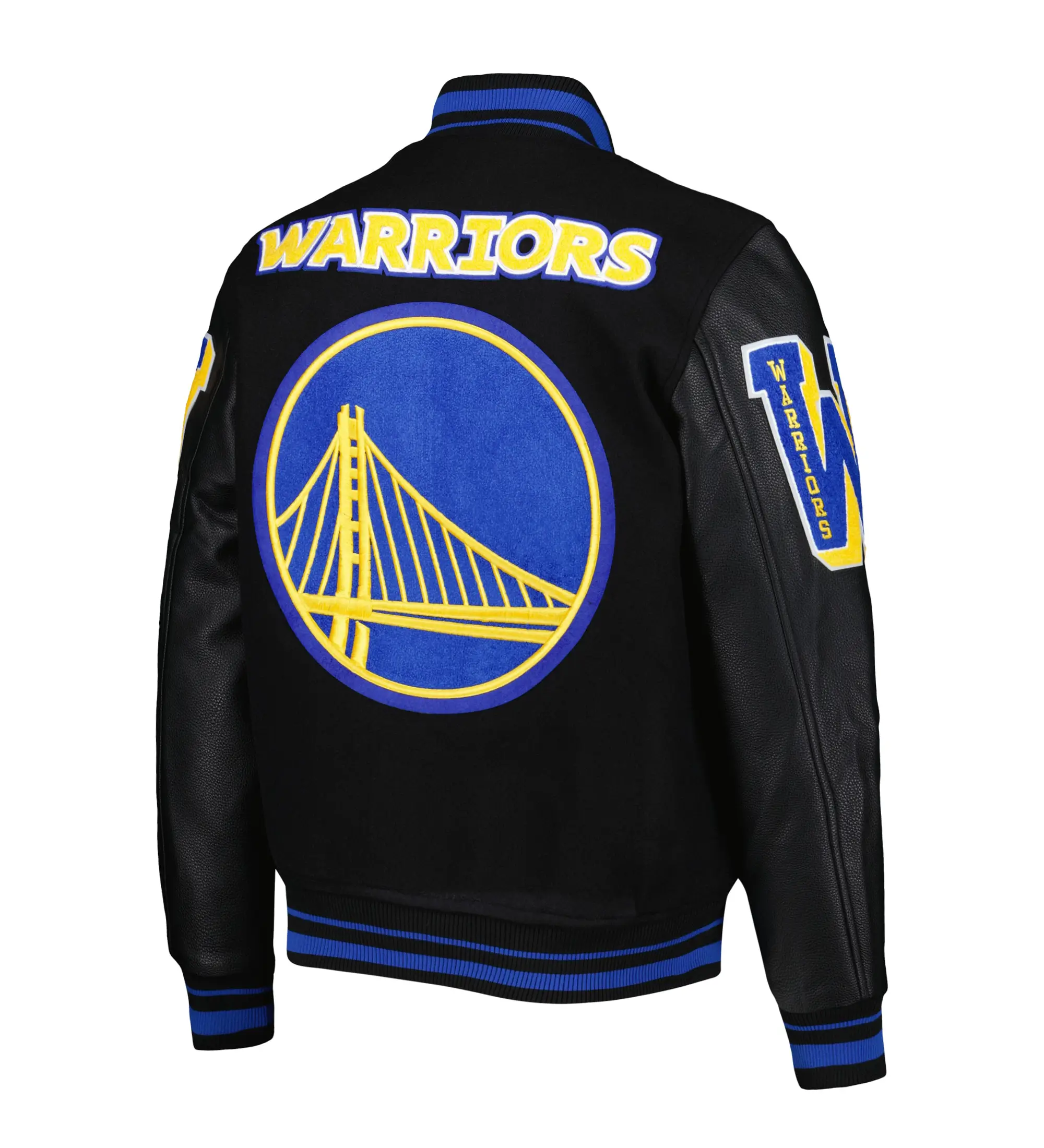 Golden State Warriors Mashup Men’s Black Full-Zip Varsity Jacket 1