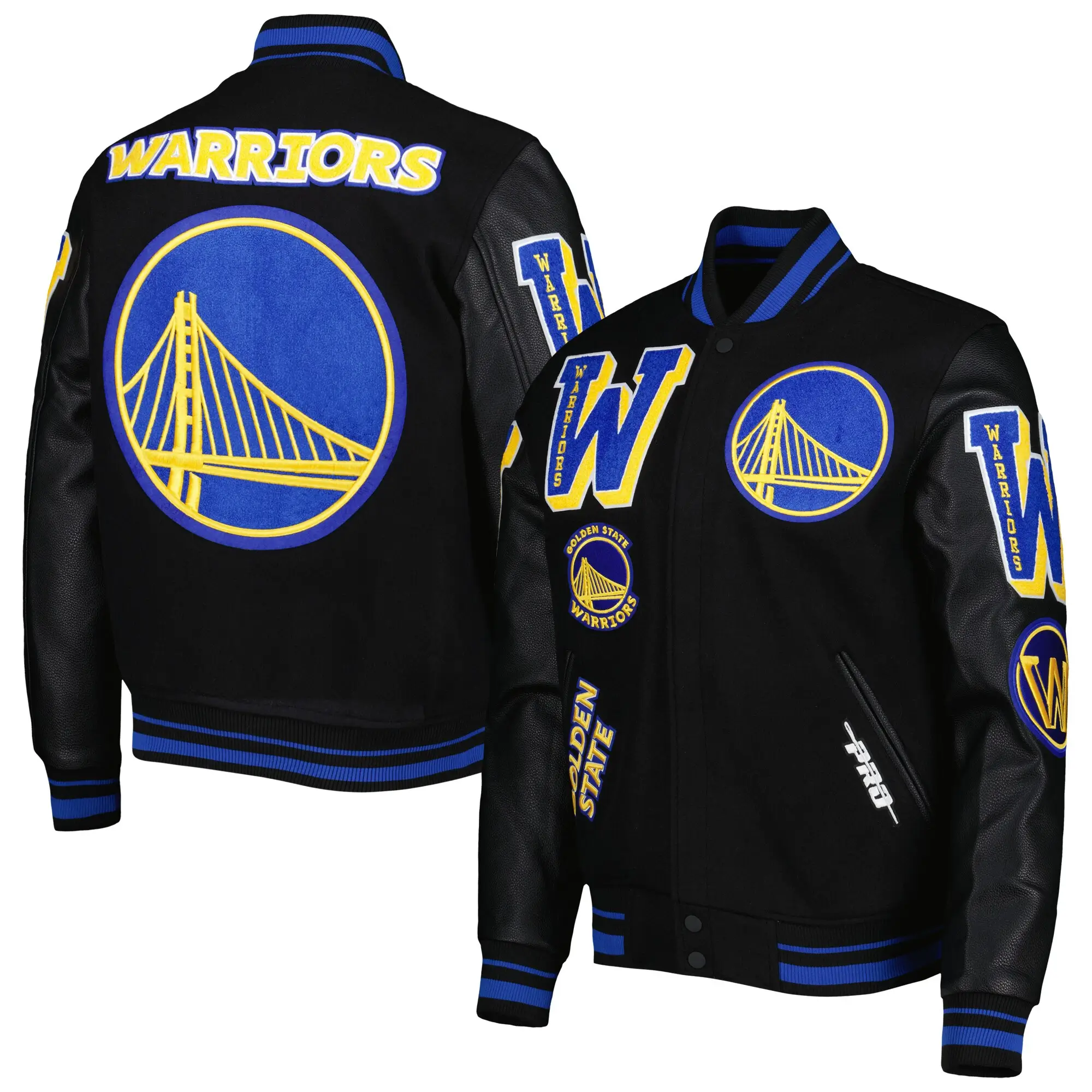 Golden State Warriors Mashup Men’s Black Full-Zip Varsity Jacket 3