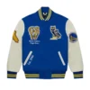 Golden State Warriors OVO X Wool & Leather Blue and White Varsity Jacket