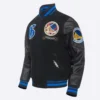 Golden State Warriors Pro Prep Wool & Leather Black Varsity Jacket 1