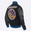 Golden State Warriors Pro Prep Wool & Leather Black Varsity Jacket 2