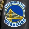 Golden State Warriors Pro Prep Wool & Leather Black Varsity Jacket 7