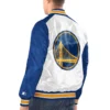 Golden State Warriors Renegade White and Blue Satin Varsity Jacket 1