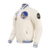 Golden State Warriors Retro Classic Full-Snap Satin Varsity Jacket 1