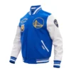 Golden State Warriors Retro Classic Wool Leather Varsity Blue White Jacket 1
