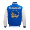 Golden State Warriors Retro Classic Wool Leather Varsity Blue White Jacket 3