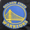 Golden State Warriors Script Tail Black Satin Varsity Jacket 5