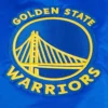 Golden State Warriors Script Tail Full-Snap Blue Satin Varsity Jacket 4