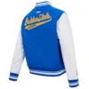 Golden State Warriors Script Tail Women’s Blue Wool & Leather Varsity Jacket 2