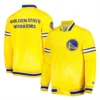 Golden State Warriors Slider Full-Snap Yellow Satin Varsity Jacket 3
