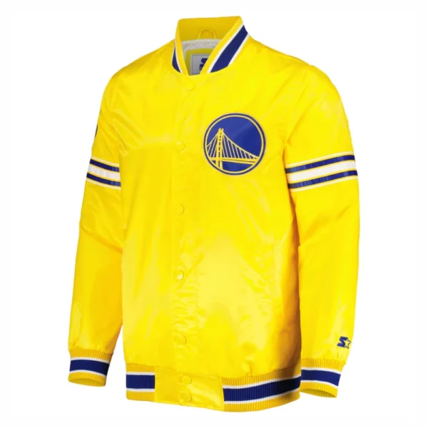 Golden State Warriors Slider Full-Snap Yellow Satin Varsity Jacket