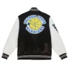 Golden State Warriors Team Origins Full-Snap Black and White Satin Varsity Jacket 1