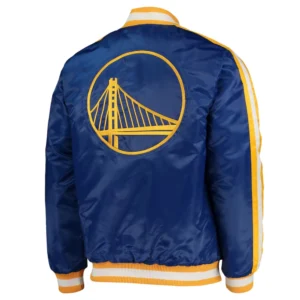 Golden State Warriors The Offensive Blue Satin Varsity Jacket 1