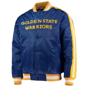Golden State Warriors The Offensive Blue Satin Varsity Jacket