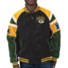 Green Bay Packers Suede Raglan Leather Varsity Jacket