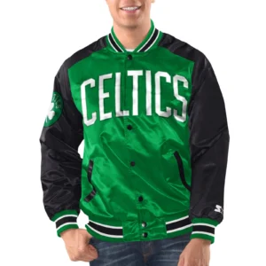 Green and Black Boston Celtics Renegade Varsity Jacket