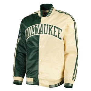 Green and Cream Milwaukee Bucks Fast Break Varsity Jacket