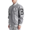 Grey Brooklyn Nets Old English Varsity Jacket 1
