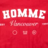 Homme Vancouver Logo Red and White Wool Varsity Jacket 6