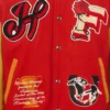 Homme+Femme Red and Yellow Wool and Leather Varsity Jacket 2