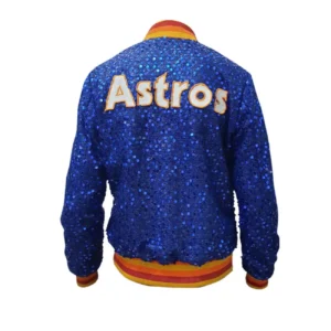 Houston Astros Baseball Team Sequin Blue Varsity Jacket 1