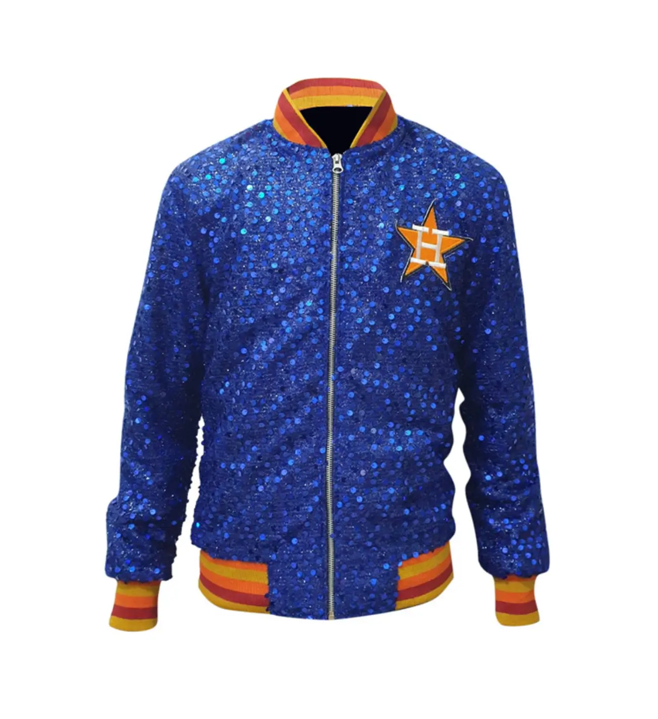 Houston Astros Baseball Team Sequin Blue Varsity Jacket