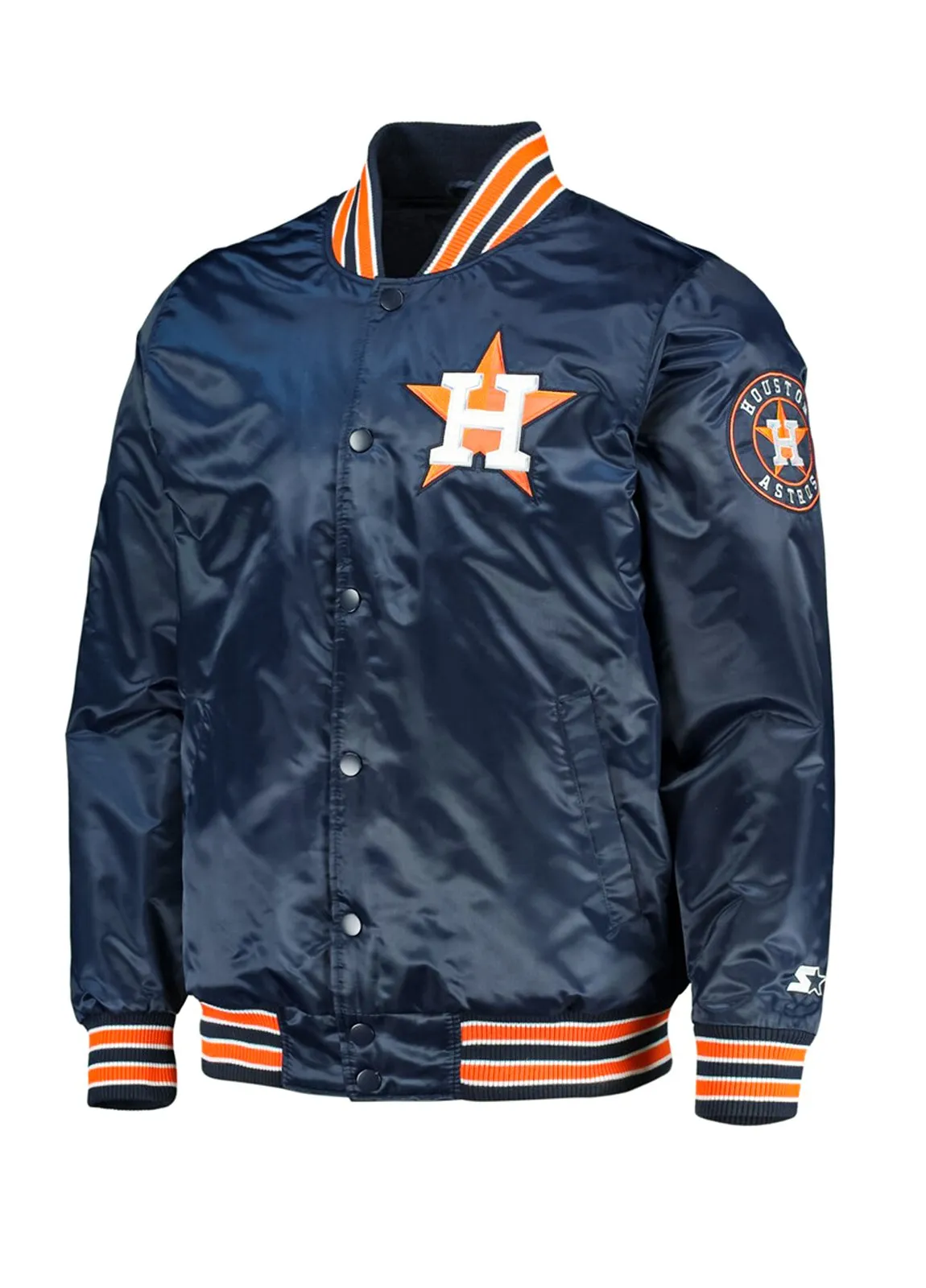 Houston Astros Full-Snap The Diamond Satin Varsity Navy Blue Jacket