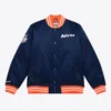 Houston Astros Heavyweight Full-Snap Rib Knitted Satin Varsity Navy Jacket
