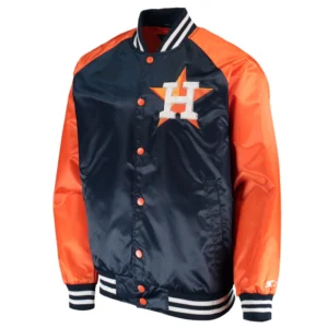 Houston Astros Lead Off Full-Snap Satin Varsity NavyOrange Jacket