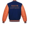 Houston Astros Letterman Wool & Leather Varsity BlueOrange Jacket 1
