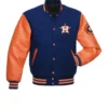 Houston Astros Letterman Wool & Leather Varsity BlueOrange Jacket