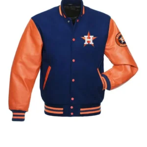 Houston Astros Letterman Wool & Leather Varsity BlueOrange Jacket
