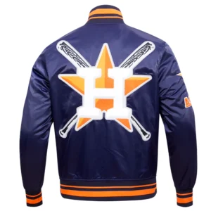 Houston Astros Mash Up Full-Snap Satin Navy Varsity Jacket 1