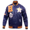 Houston Astros Mash Up Full-Snap Satin Navy Varsity Jacket