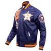 Houston Astros Mash Up Full-Snap Satin Navy Varsity Jacket 2
