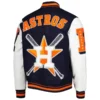 Houston Astros Mashup Wool & Leather Varsity NavyWhite Jacket 1