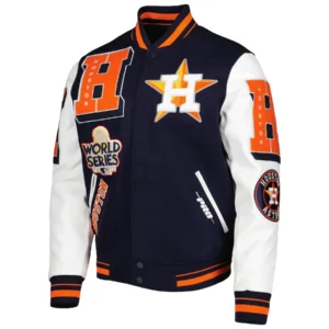 Houston Astros Mashup Wool & Leather Varsity NavyWhite Jacket