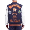 Houston Astros Old English Rib NavyWhite Wool & Leather Varsity Jacket 1