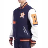 Houston Astros Old English Rib NavyWhite Wool & Leather Varsity Jacket 2