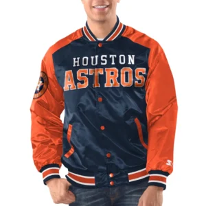 Houston Astros Renegade Satin Varsity NavyOrange Jacket