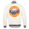 Houston Astros Retro Classic Full-Snap Satin Varsity Cream Jacket 1