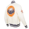 Houston Astros Retro Classic Full-Snap Satin Varsity Cream Jacket 3