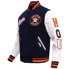 Houston Astros Script Tail NavyWhite Varsity Jacket 2