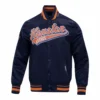 Houston Astros Script Tail Satin Navy Varsity Jacket