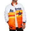 Houston Astros Vintage White & Orange Satin Varsity Jacket 2