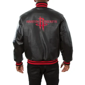 Houston Rockets Full Leather Black Varsity Jacket 1
