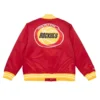 Houston Rockets Full-Snap Hardwood Classics Satin Varsity Red Jacket 1