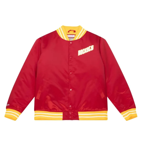 Houston Rockets Full-Snap Hardwood Classics Satin Varsity Red Jacket