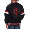 Houston Rockets Home Game Black Satin Varsity Jacket 1