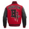 Houston Rockets Mashup Wool & Leather Red and Black Varsity Jacket 3